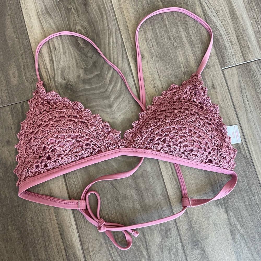 Pink Crochet Swim top